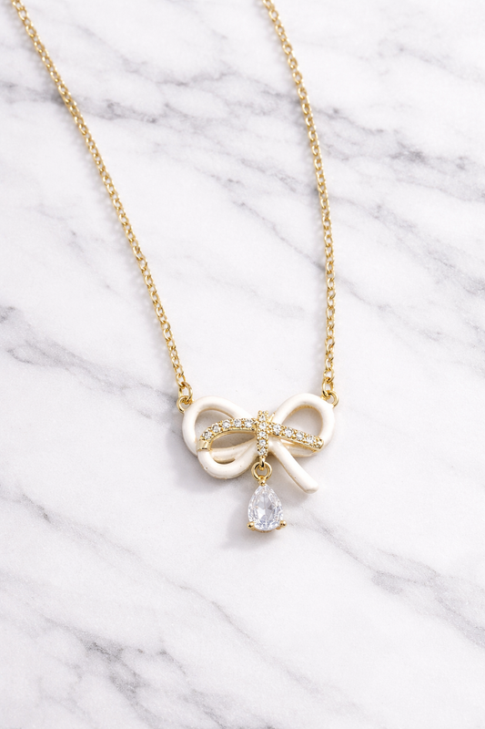 Emma Enamel Bow Necklace | Final Sale