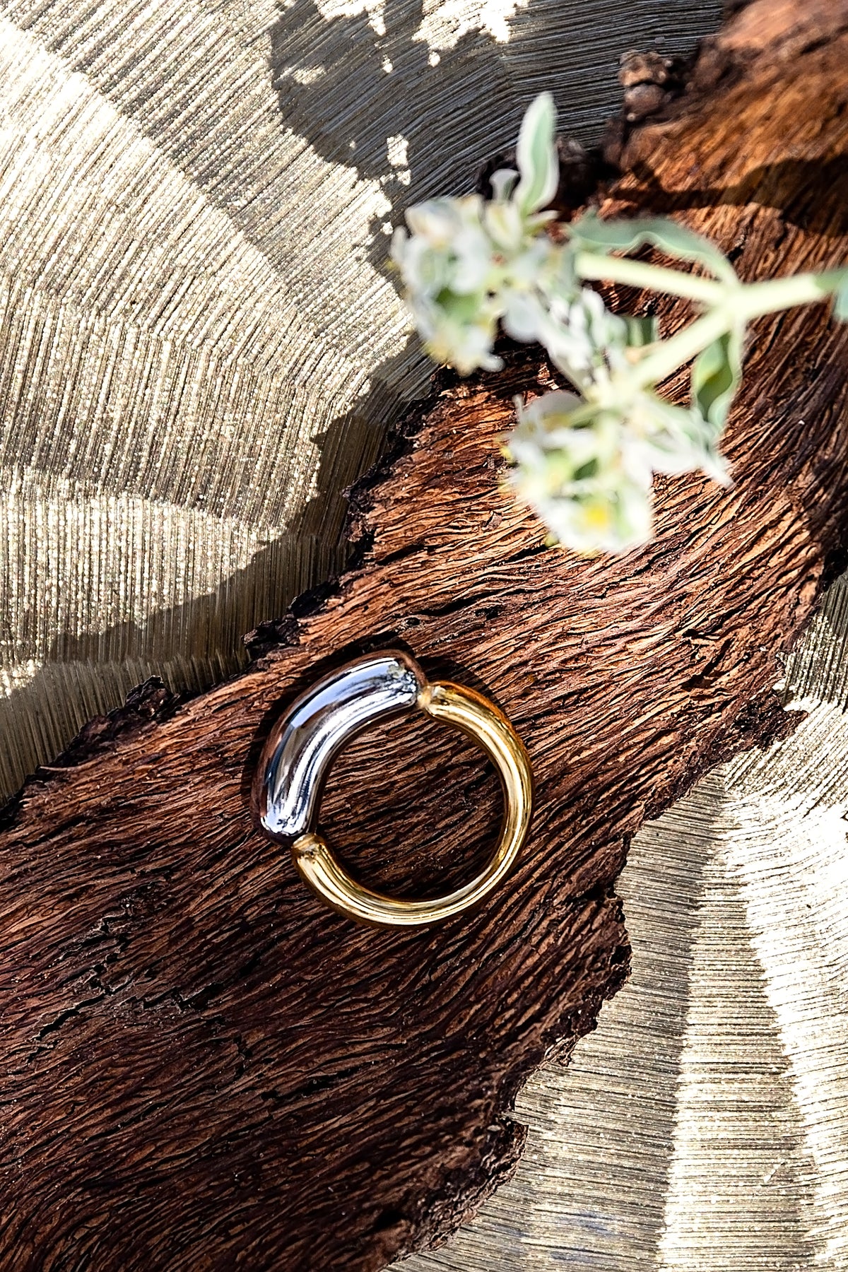 Soren Ring from the LUNA chapter of the Alchemy Collection by VEITA Jewelry, featuring a chunky sculptural design with a high-polished gold finish.