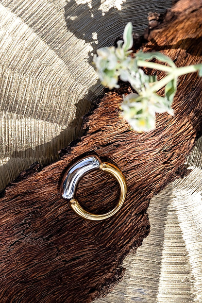 Soren Ring from the LUNA chapter of the Alchemy Collection by VEITA Jewelry, featuring a chunky sculptural design with a high-polished gold finish.