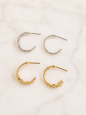 Textured Star Hoops | FINAL SALE