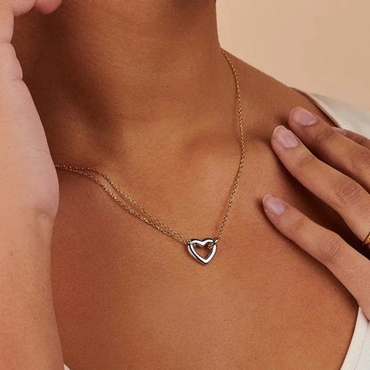 Elizabeth Double Chain Heart Necklace (Pre-Order)