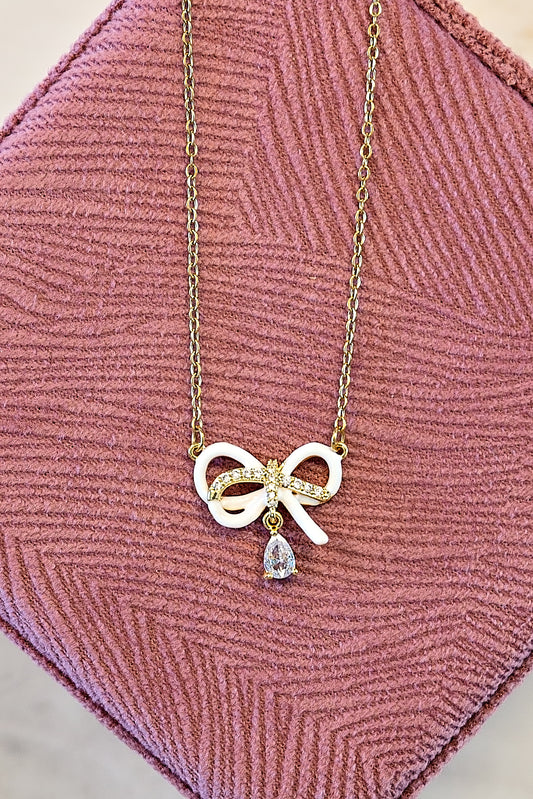 Emma Enamel Bow Necklace