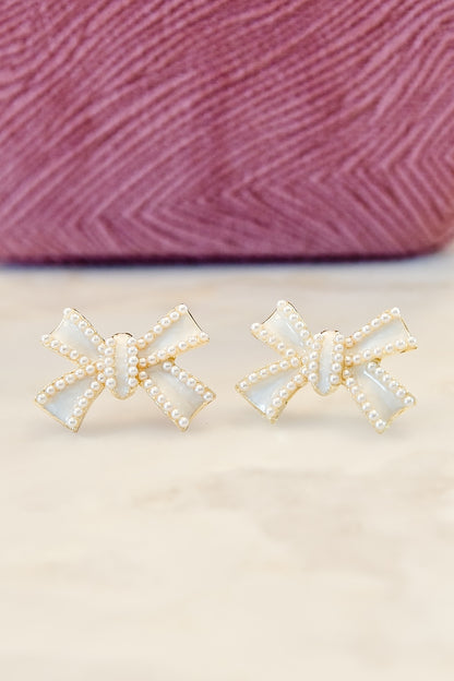 Pearlescent Bow Statement Studs  | Final Sale