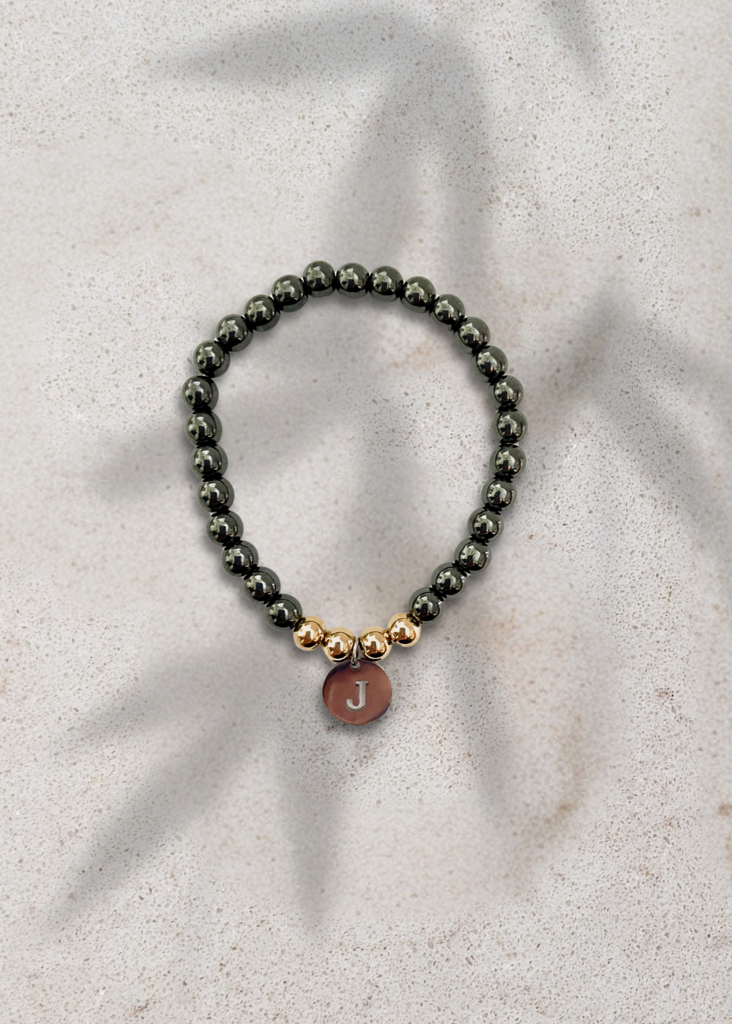 Hematite Initial Beaded Bracelet | Pre-Order