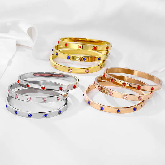 Cami CZ Stone Bangle with Colored Stones (Pre-Order)