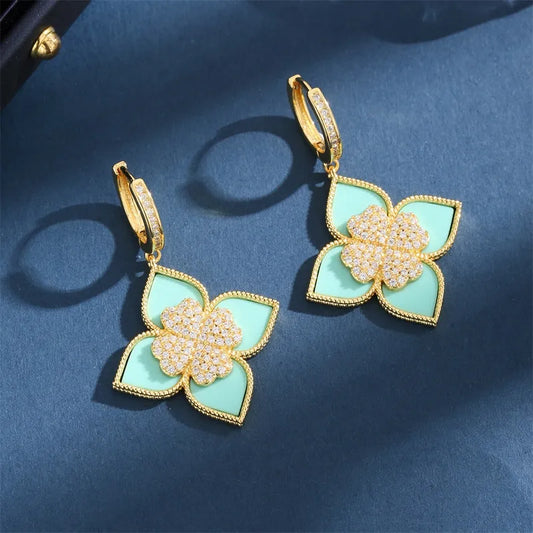 Lennox Earrings with Agate Inlay