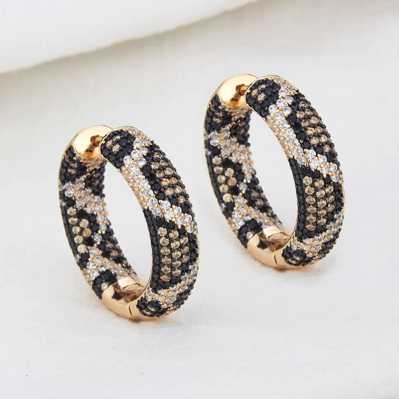 Leopard Print Small Pavé Hoops (Pre-Order)