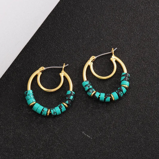 Matilda Turquoise Beaded Hoops