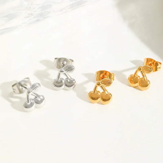 Stainless Steel Cherry Micro Studs | Pre-Order