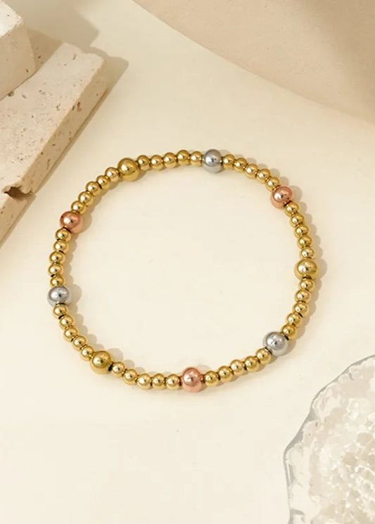 Tri-Metal Beaded Bracelet | Pre-Order