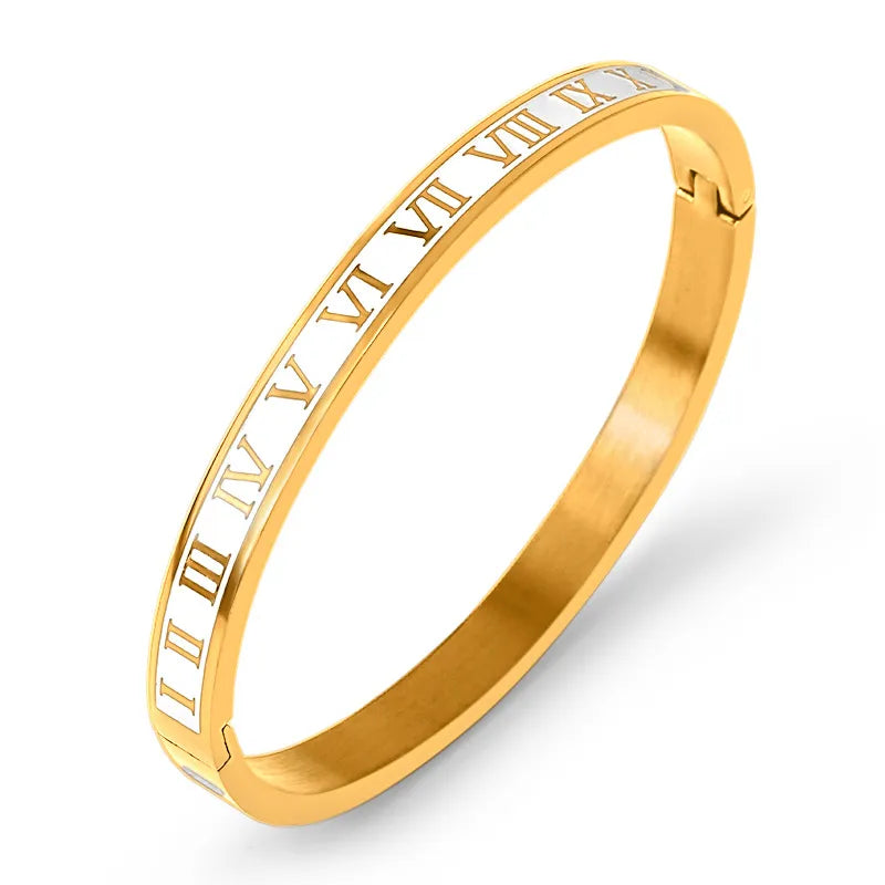 White Enamel Roman Numeral Bangle (Pre-Order)